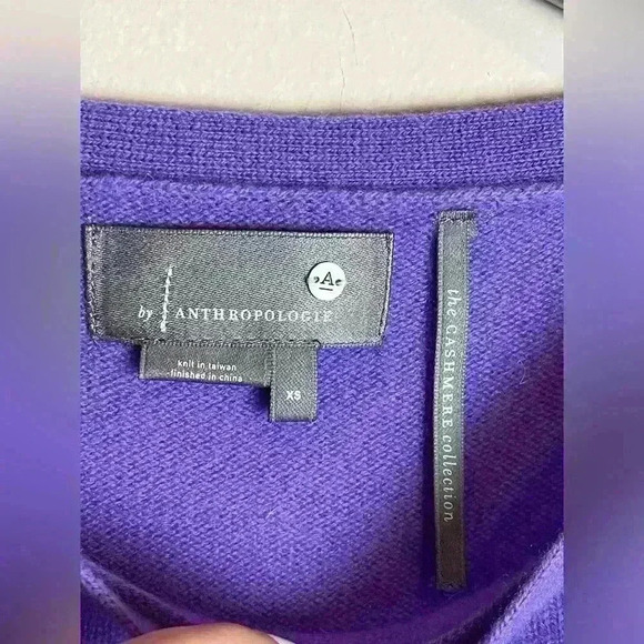 Anthropologie Cashmere Collection Crewneck Sweater Long Sleeve Purple Size XS - Picture 4 of 11